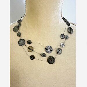 CHICOS Bronze Silver Multi-Strand Choker Necklace Vintage